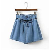 womens high waist inelastic shorts pants simple relaxed solid