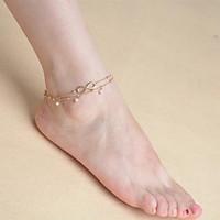 Women\'s Multilayer Tassels Pearl Chain Single Anklet