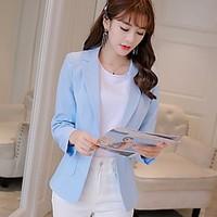 Women\'s Going out Casual/Daily Party Sexy Cute Chinoiserie Spring Fall Blazer, Solid V Neck Regular Acrylic