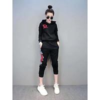 womens casualdaily sports street chic active hoodie pant suits solid h ...