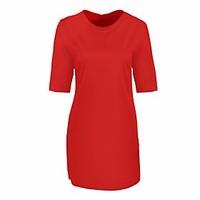 Women\'s Going out Casual/Daily Party Sexy Vintage Cute A Line Bodycon Sheath Dress, Solid Round Neck Above Knee Long Sleeve Cotton Linen