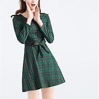 Women\'s Going out Casual/Daily Party Simple Cute Street chic A Line Bodycon Sheath Dress, Solid Striped Check Round Neck Above KneeLong