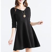 Women\'s Going out Casual/Daily Beach Sexy Vintage Cute A Line Bodycon Sheath Dress, Solid V Neck Above Knee ½ Length Sleeve Cotton Linen