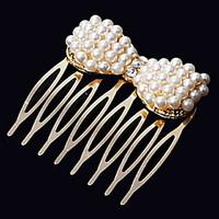 Women\'s Alloy Imitation Pearls Bowknot Hair Combs