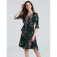 womens going out sophisticated a line chiffon dress print v neck above ...