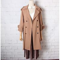 womens casualdaily simple fall coat solid stand long sleeve long cotto ...