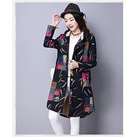 womens casualdaily vintage fall coat floral round neck long sleeve lon ...