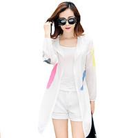 Women\'s Going out Cute Street chic Summer Fall Trench CoatPrint Shirt Collar Long Sleeve Long Nylon