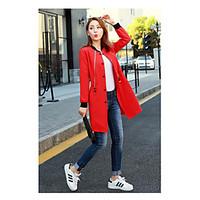 womens going out simple fall coat solid round neck long others