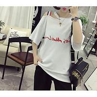 womens casualdaily street chic t shirt letter round neck short sleeve  ...