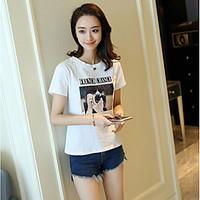 womens casualdaily simple t shirt print letter round neck short sleeve ...