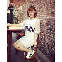 womens casualdaily simple spring summer t shirt solid letter round nec ...