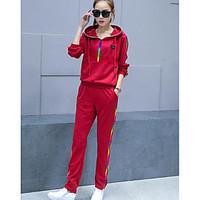 womens running casual winter hoodie pant suits solid hooded long sleev ...