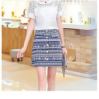 womens going out sexy summer blouse skirt suits solid round neck short ...