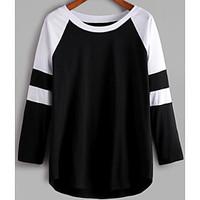 womens casualdaily simple spring summer t shirt solid round neck long  ...