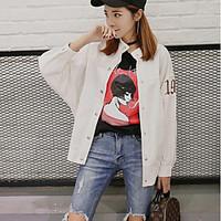 womens going out street chic spring jacket letter stand long sleeve re ...