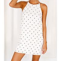 womens casualdaily a line dress polka dot boat neck mini sleeveless co ...