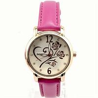 womens fashion watch quartz pu band white brown pink