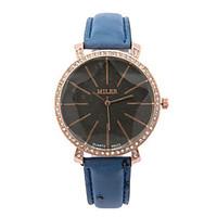 womens fashion watch quartz pu band black blue red