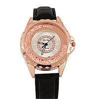 womens fashion watch quartz leather band black red brown