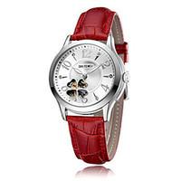 Women\'s Fashion Watch Mechanical Watch Automatic self-winding Leather Band Red