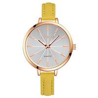 Women\'s Fashion Watch Quartz PU Band White Red Yellow