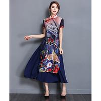 womens casualdaily vintage simple loose dress floral stand maxi short  ...