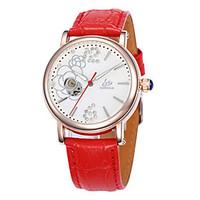 Women\'s Fashion Watch Mechanical Watch Quartz Automatic self-winding Leather Band White Red Purple
