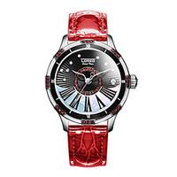 Women\'s Fashion Watch Mechanical Watch Automatic self-winding Leather Band White Red Brown