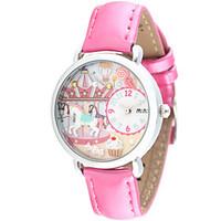 Women\'s Fashion Watch Quartz Leather Band Pink