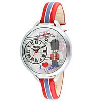 womens fashion watch quartz leather band red