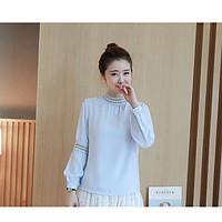 womens daily casual simple summer blouse solid round neck long sleeve  ...