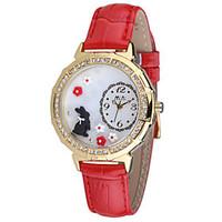 Women\'s Fashion Watch Quartz Leather Band Blue Red Pink