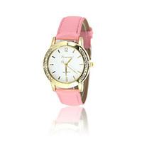 Women\'s Fashion Watch Quartz PU Band Black Pink Purple