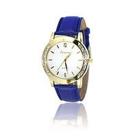 womens fashion watch quartz pu band white blue brown