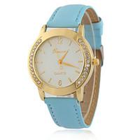 Women\'s Fashion Watch Quartz PU Band Blue Green Pink