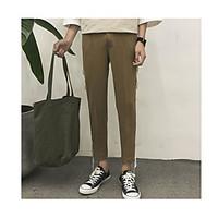 womens mid rise micro elastic chinos pants simple slim striped