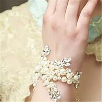 Women\'s Chain Bracelet Crystal Pearl Imitation Pearl Rhinestone Ivory Jewelry 1pc