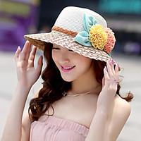 Women\'s Straw Floral Summer Or Spring Simple Sun Hat