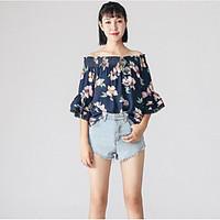 womens casualdaily simple blouse floral boat neck sleeve polyester