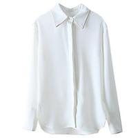 womens casualdaily simple blouse solid shirt collar long sleeve polyes ...