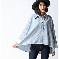 Women\'s Going out Vintage Shirt, Striped Shirt Collar Long Sleeve Others