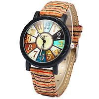 Women\'s Fashion Watch Wood Watch Colorful Quartz Wood Band Rainbow Multi-Colored