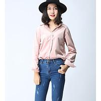 womens casualdaily simple shirt embroidered shirt collar long sleeve p ...