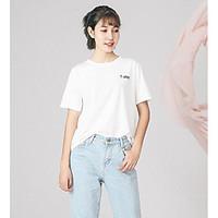 womens casualdaily simple t shirt letter round neck short sleeve cotto ...