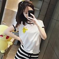 womens going out casualdaily simple t shirt print round neck short sle ...