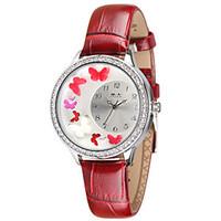 Women\'s Fashion Watch Quartz Leather Band White Red