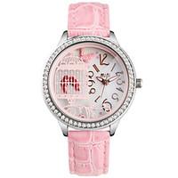 Women\'s Fashion Watch Quartz Leather Band White Green Pink