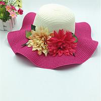 Women\'s Polyester Straw Floral Summer Or Spring Simple Sun Hat