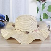 Women\'s Polyester Straw Floral Summer Or Spring Simple Sun Hat